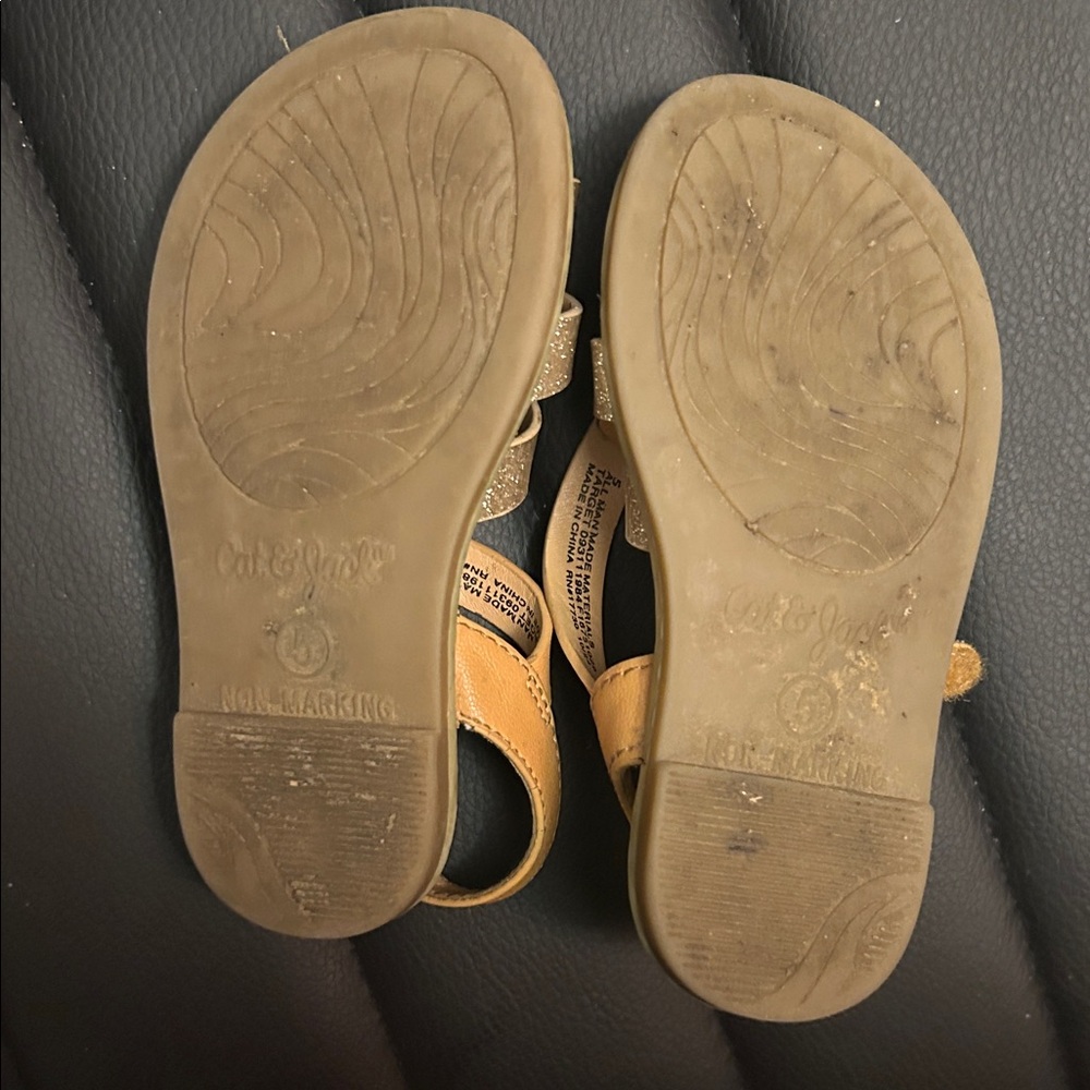 Cat & Jack Glittery Gold and Tan Kids Sandals - Picture 3 of 4